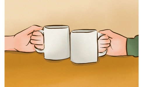 兩人喝咖啡的圖片